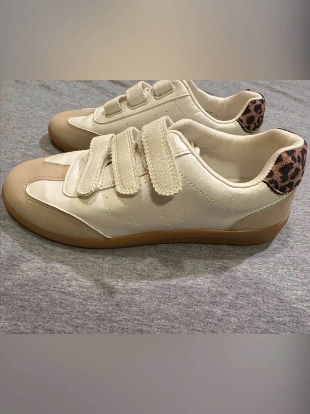 DV by Dolce Vita Cream and Tan Quick Sneakers with Leopard Heel